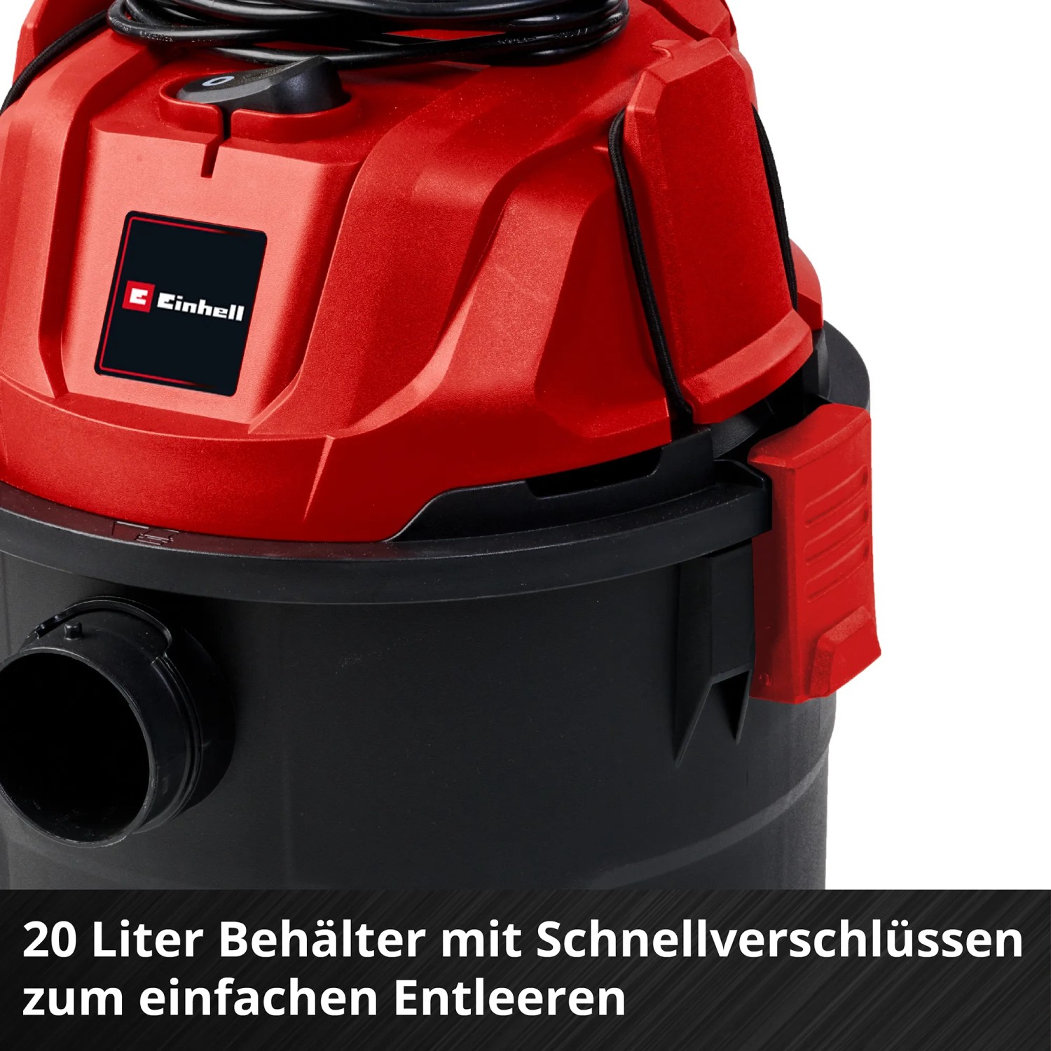 Einhell TC-VC 1820 Nass-Trockensauger in Rot-Schwarz mit 20-Liter-Behälter.