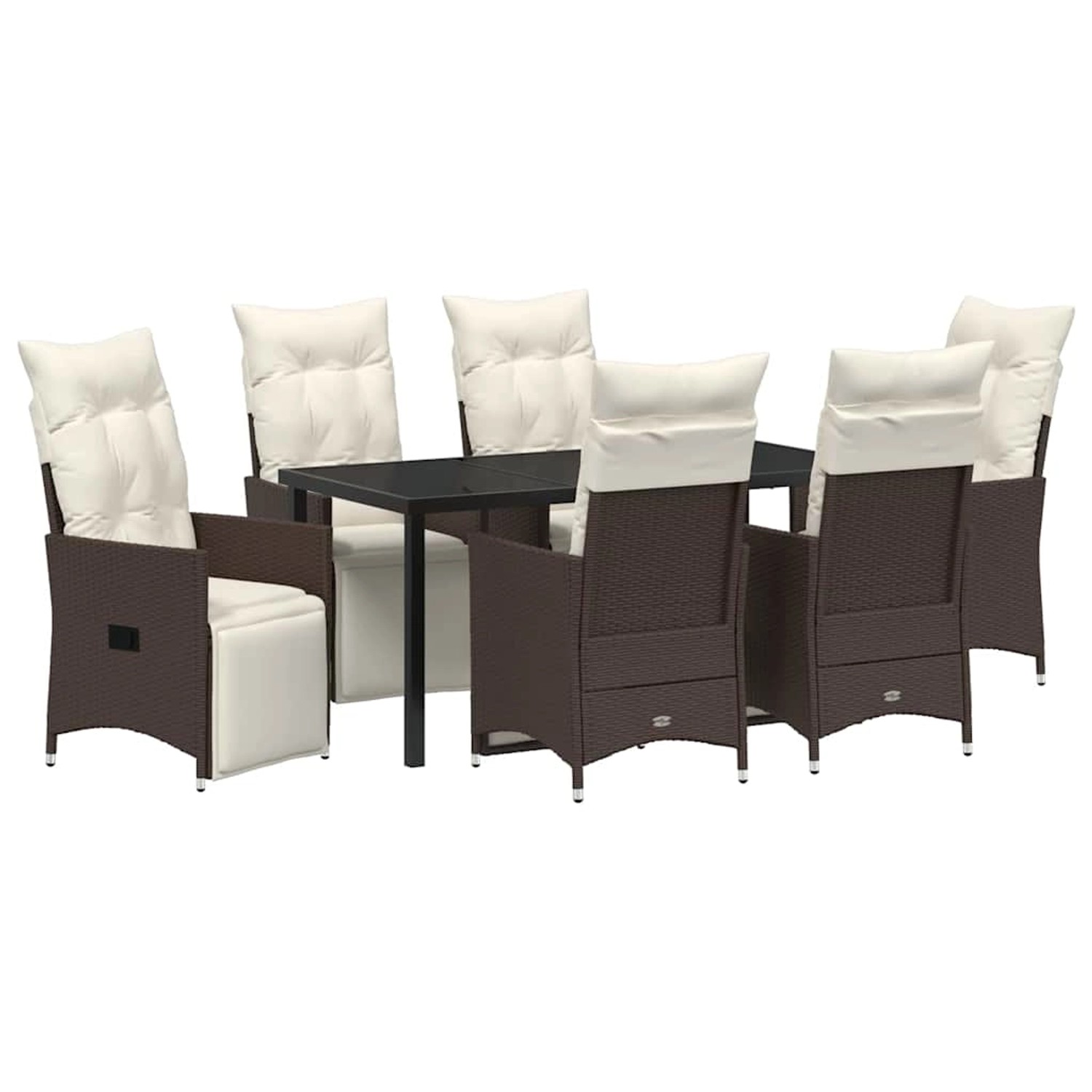vidaXL Garten Essgruppe mit Kissen 7-Tlg Braun Poly Rattan 3379573 günstig online kaufen