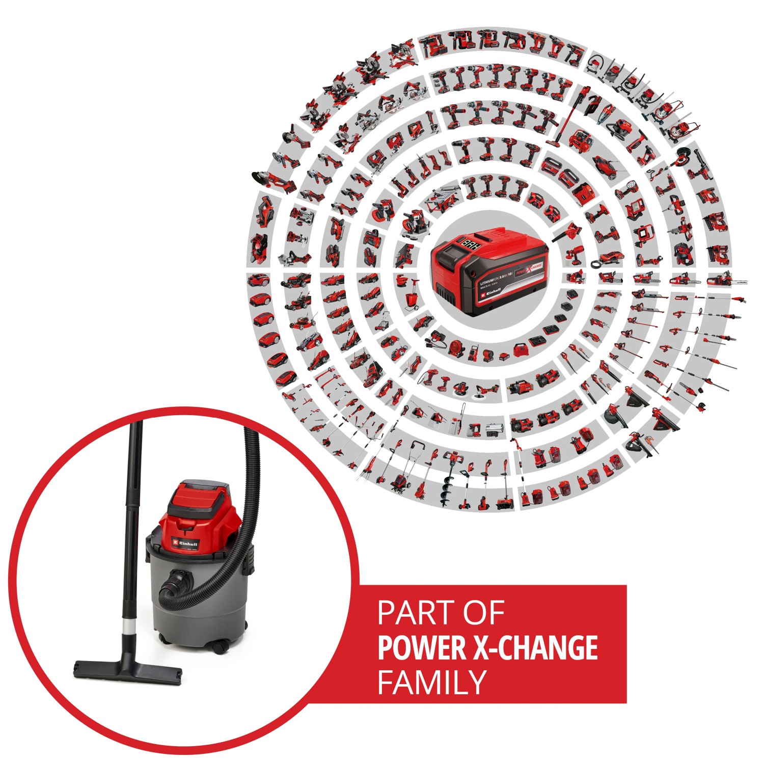 Einhell Akku-Nass-Trockensauger TC-VC 18/15 Li-Solo mit Power X-Change Akku Familie.