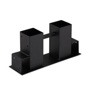 Relaxdays Holzstapelhilfe, 4er Set aus Stahl in Schwarz für Kaminholzregale.