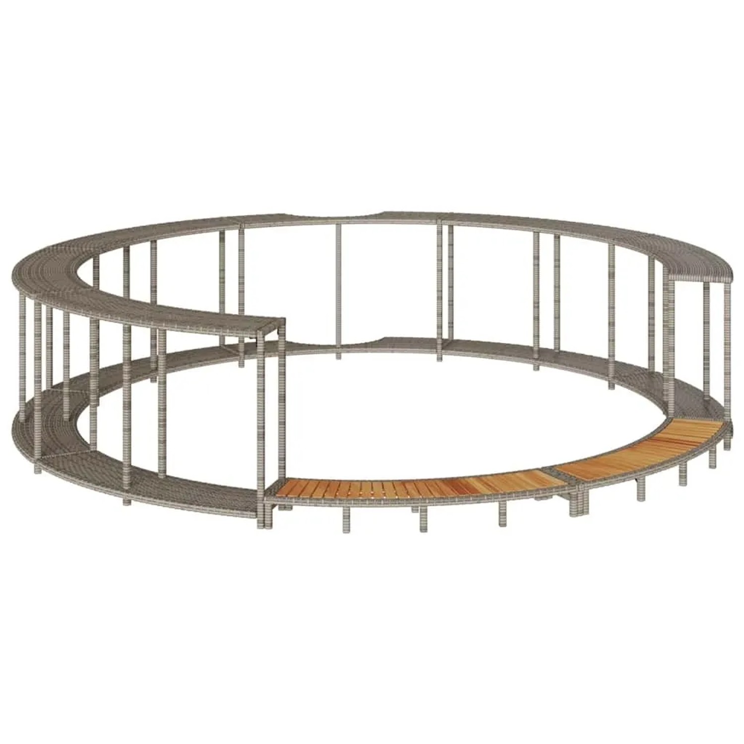 vidaXL Whirlpool-Umrandung mit Stauraum Holztreppe Grau Poly Rattan 365611