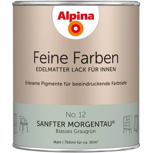 Alpina Feine Farben Lack No. 12 Sanfter Morgentau, grau-grün, edelmatt, 750 ml Dose.