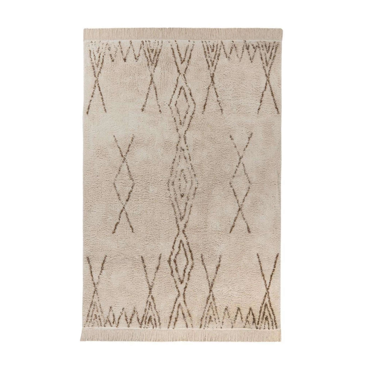 MeGusta Kurzflor Teppich Modern Creme Braun pflegeleicht 120 x 170 cm günstig online kaufen