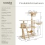Beiger Tectake Kratzbaum Marcel, 141 cm hoch, mit Sisal, Liegemulde, Hängematte und Katzenhaus.