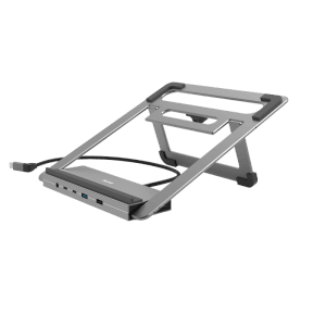 Hama USB-C Dockingstation Connect2Office Stand mit 12 Ports für Notebooks bis 15,6 Zoll.
