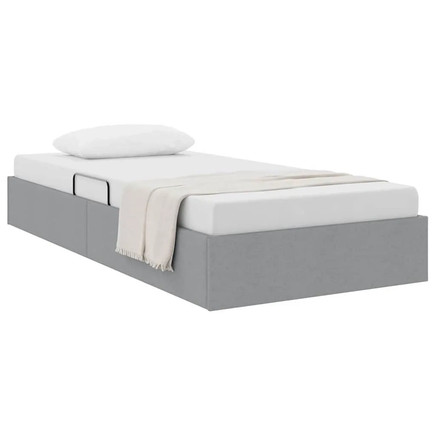 vidaXL Aufbewahrungsbett mit Kopfteil Hellgrau 90 x 200 cm Stoff 3369986
