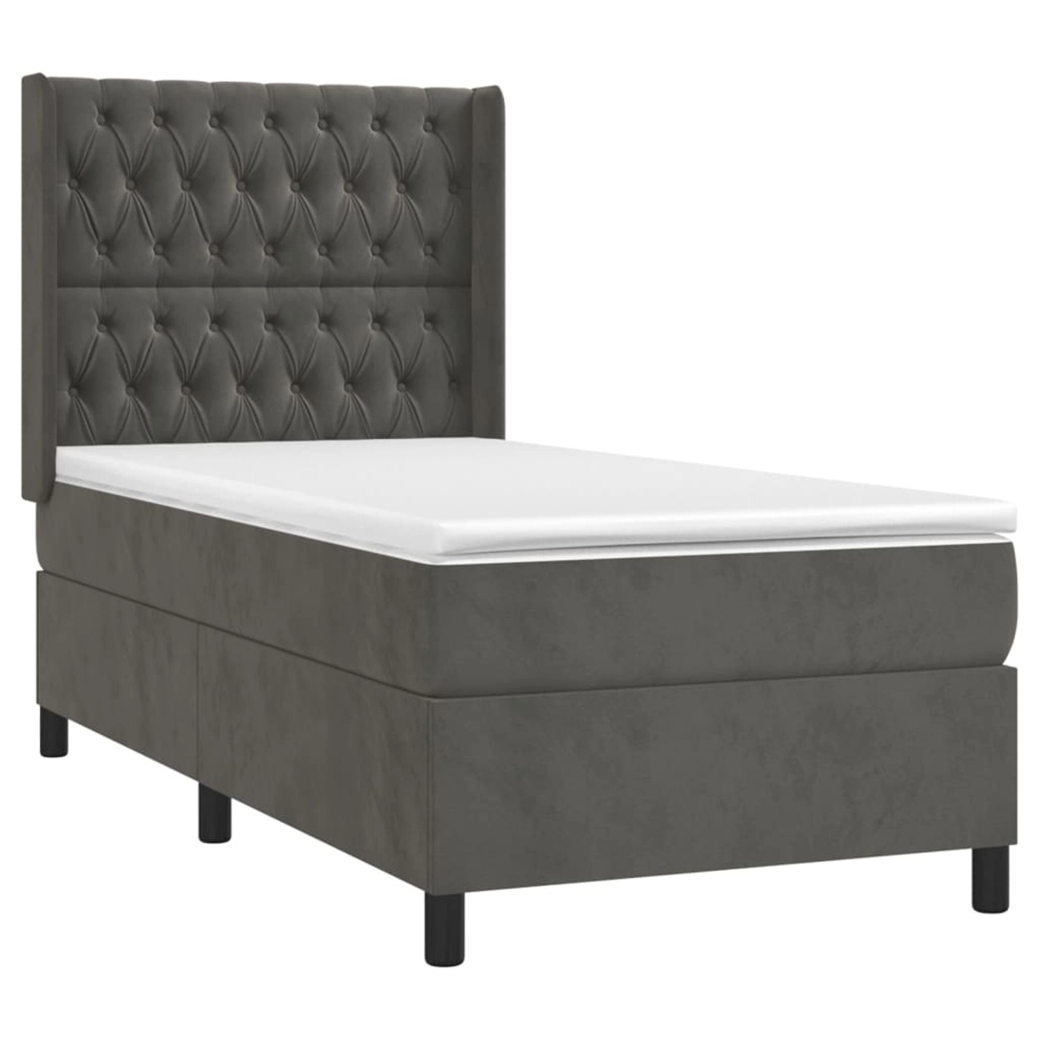 vidaXL Boxspringbett mit Matratze & LED Dunkelgrau 100x200 cm Samt 3139728 günstig online kaufen