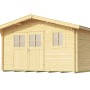 Weka Holz-Gartenhaus mit Satteldach, unbehandelt, mit Doppeltür und Fenster.