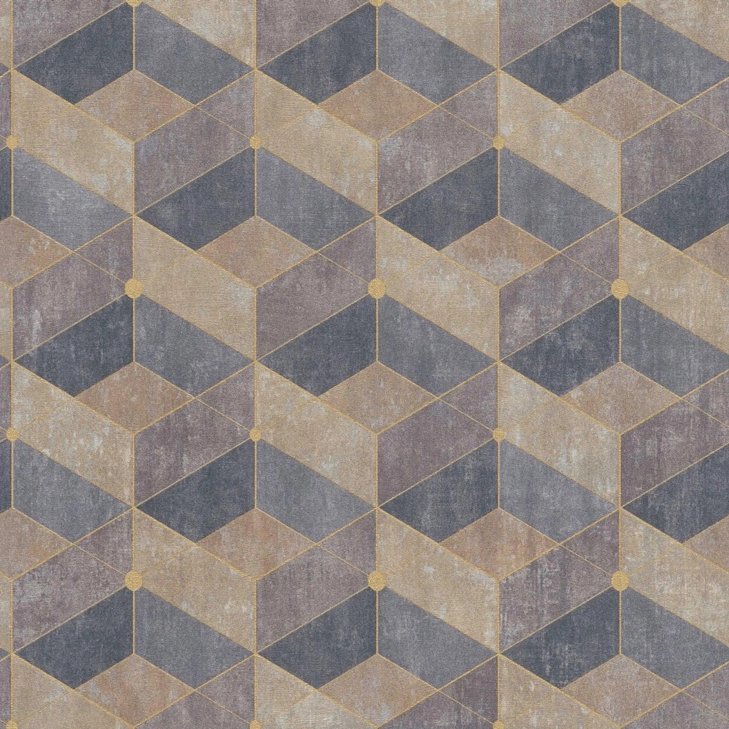 Bricoflor 20Er Jahre Tapete Geometrisch Vlies Mustertapete Beige Blau Gold Retro Vliestapete Im Art Déco Stil Für Wohnzi