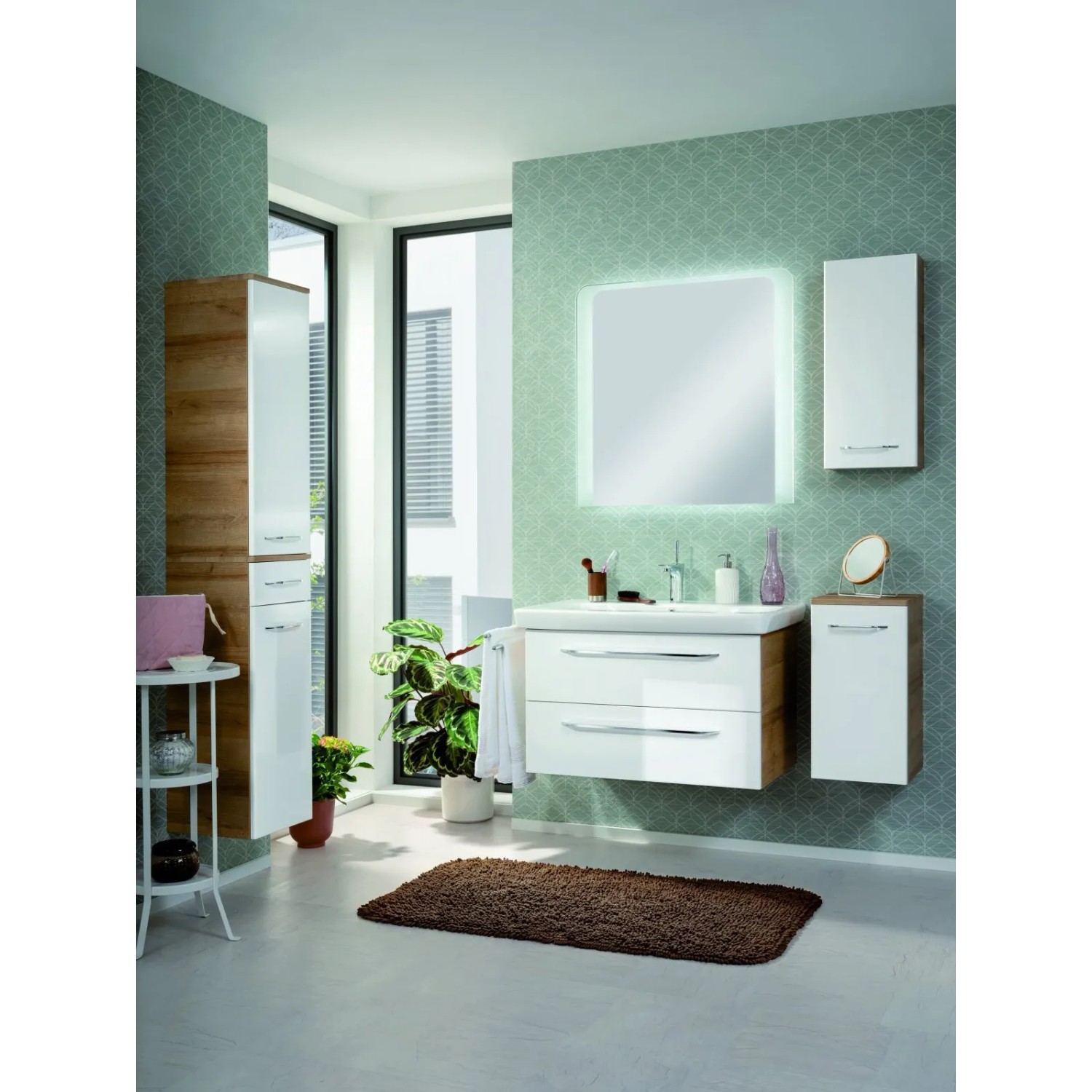 Fackelmann Bad-Hängeschrank Milano Asteiche, 30 cm, im Badezimmer-Set mit Spiegelschrank und Waschtisch.