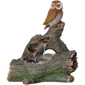 Silex Kunststeinbrunnen Waldesruh mit Eule für Garten & Terrasse.