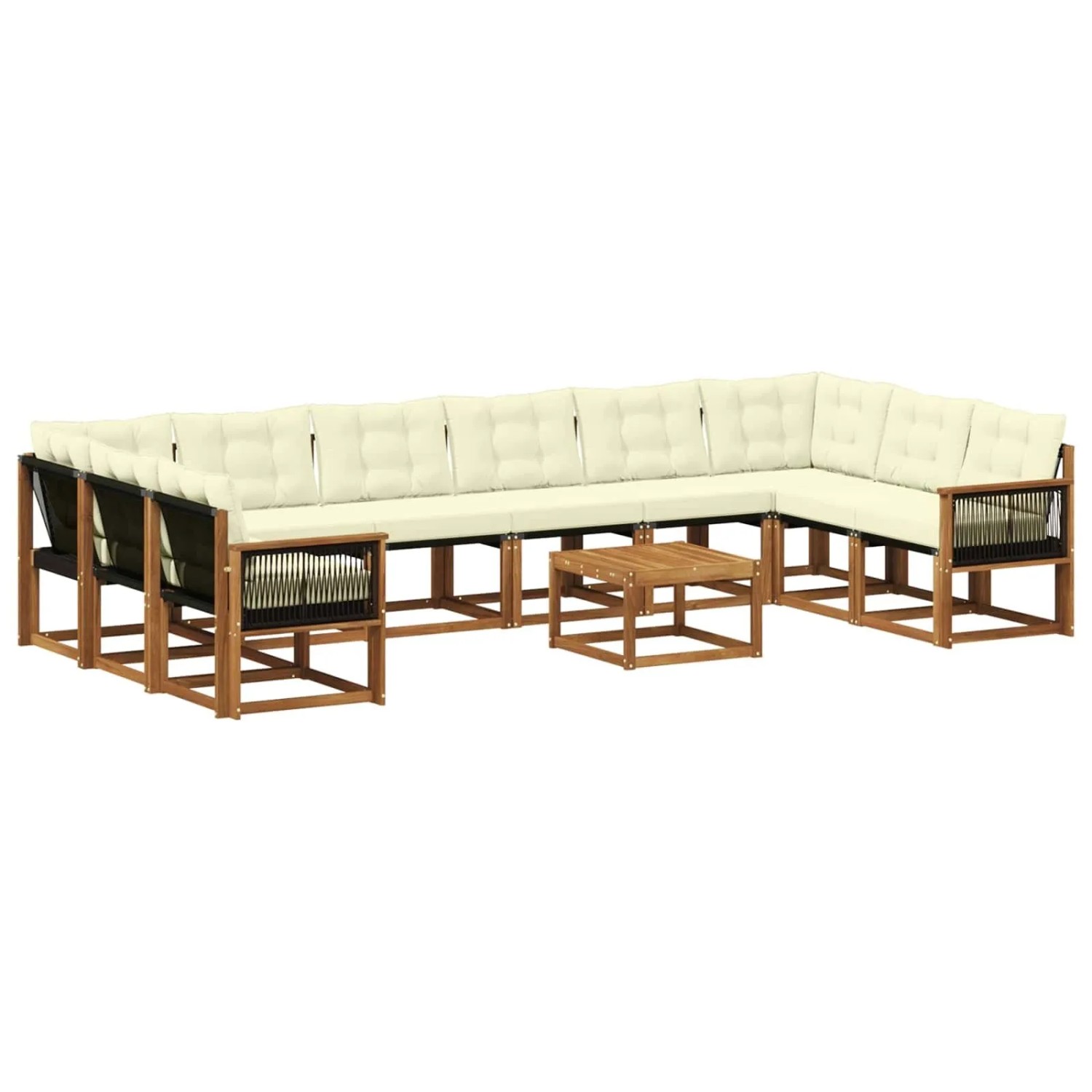 vidaXL Outdoor-Sofagarnitur mit Kissen 11 Stk Natur und Creme 3382254