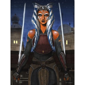 Disney Star Wars Poster Ahsoka, braun/blau, 30x40 cm. Fototapete für Kinderzimmer.