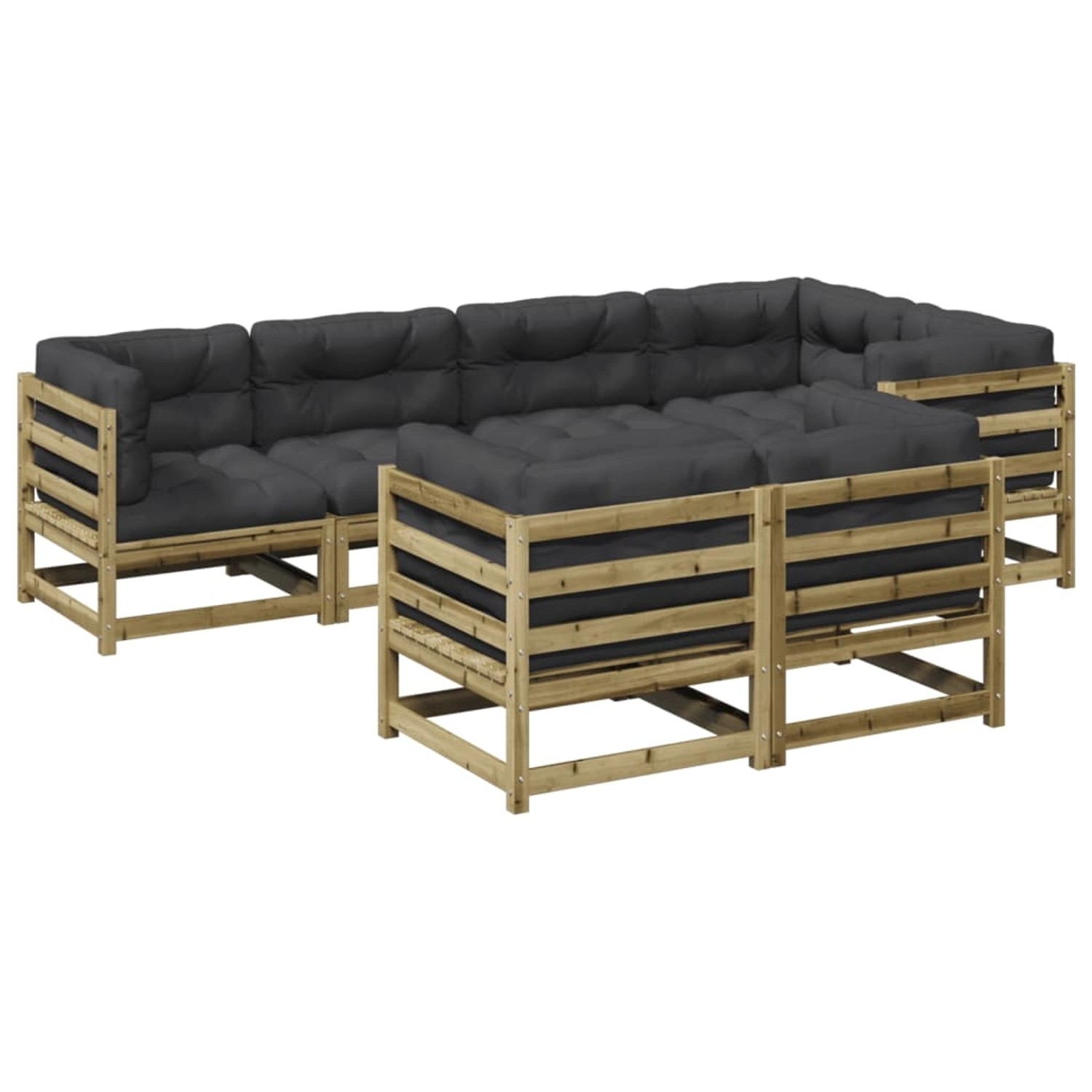 vidaXL 7-Tlg Garten-Sofagarnitur mit Kissen Kiefernholz Imprägniert 3299496 günstig online kaufen