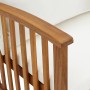 Detailansicht: Gartenlounge-Sessel aus Akazienholz mit cremeweißen Auflagen, Teil des 5-tlg. Sets.