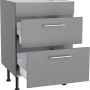 Optifit Unterschrank für Kochfeld, Basaltgrau, 60 cm breit, mit 2 Auszügen und Edelstahlgriffen.