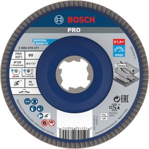 Bosch X-Lock Fächerschleifscheibe X571 Best for Metal gerade Ausführung 125 mm K