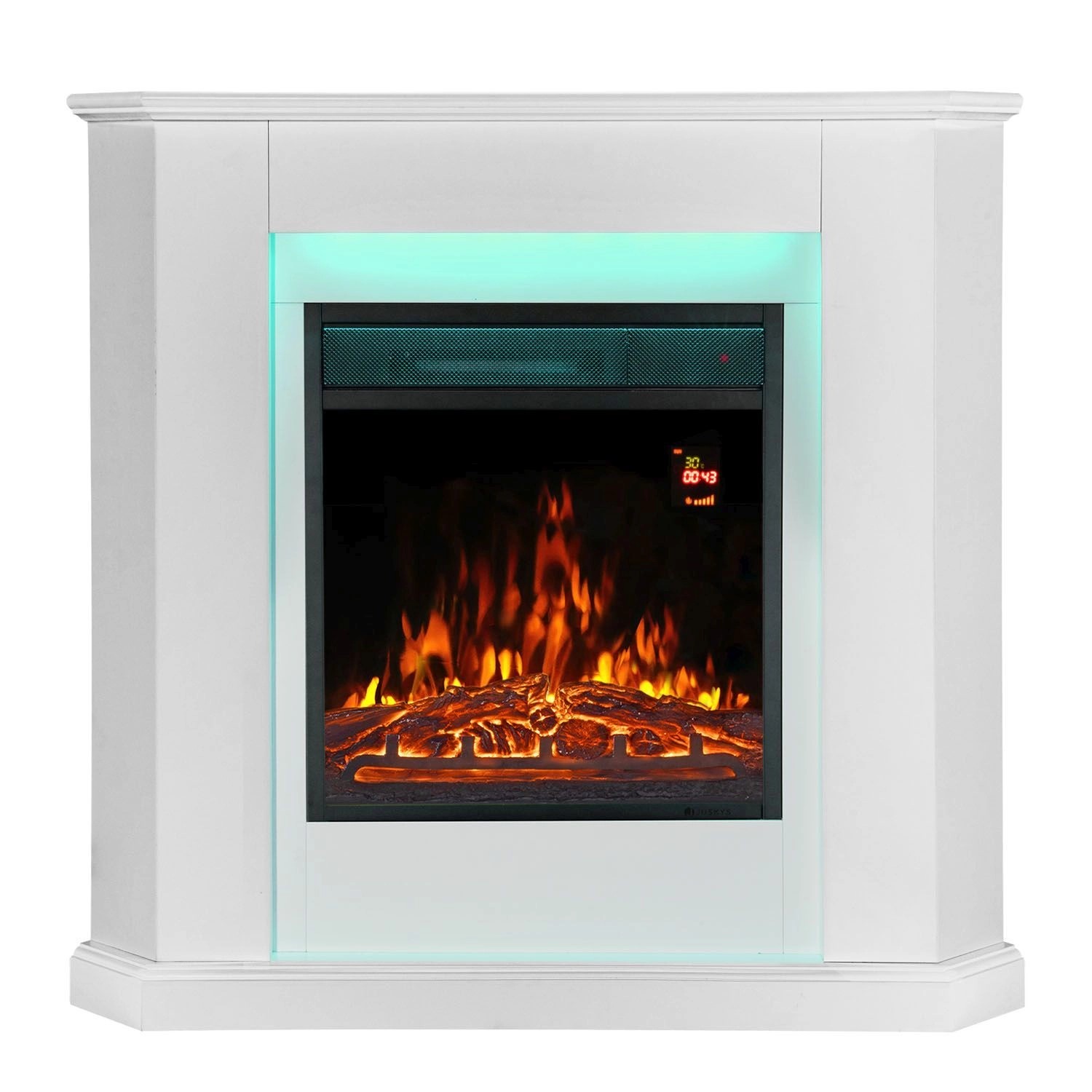 Juskys Elektrokamin 2000W Weiß - Mit Realistischem Flammeneffekt & 2 Heizstufen