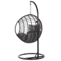 Beliani Hängesessel, schwarz-grau, mit Stahlgestell und Polyrattan-Korb inklusive Kissen.