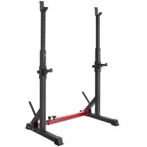 Tectake Squat Rack Apollo, multifunktional, schwarz, mit oberer und vorderer Ablage für Langhantelübungen.
