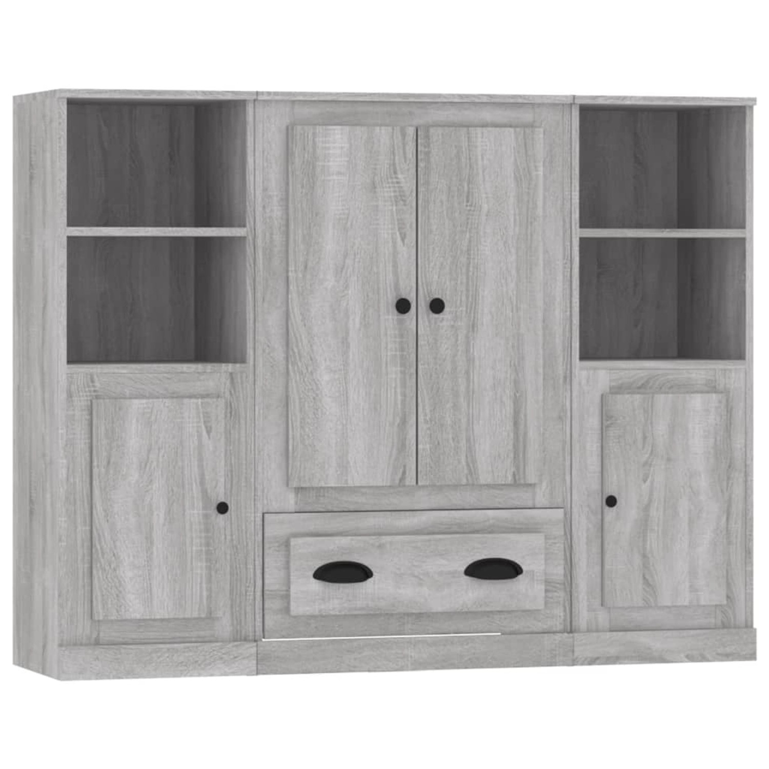 vidaXL Highboards 3 Stk Grau Sonoma Holzwerkstoff 3185325