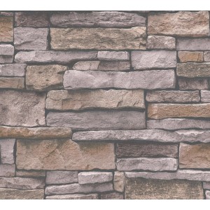 A.S. Création Vliestapete Steinmauer in Braun/Schieferoptik, detailreiche Ansicht.