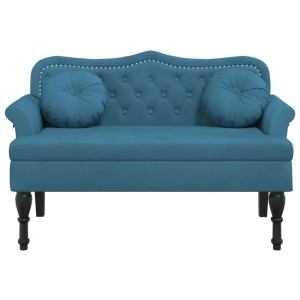 vidaXL Sitzbank mit Kissen Blau 120,5x65x75 cm Samt 372148