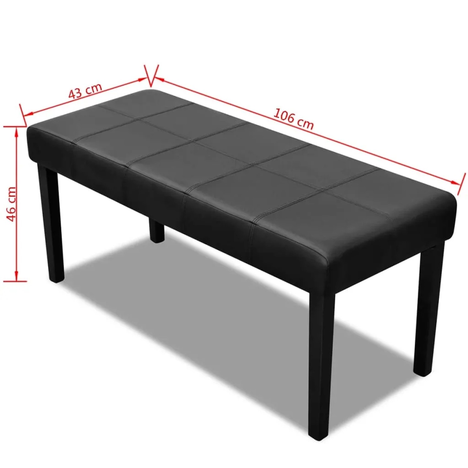 Schwarze vidaXL Sitzbank aus Kunstleder mit dunklen Holzbeinen. Bequeme Polsterung, modernes Möbel.