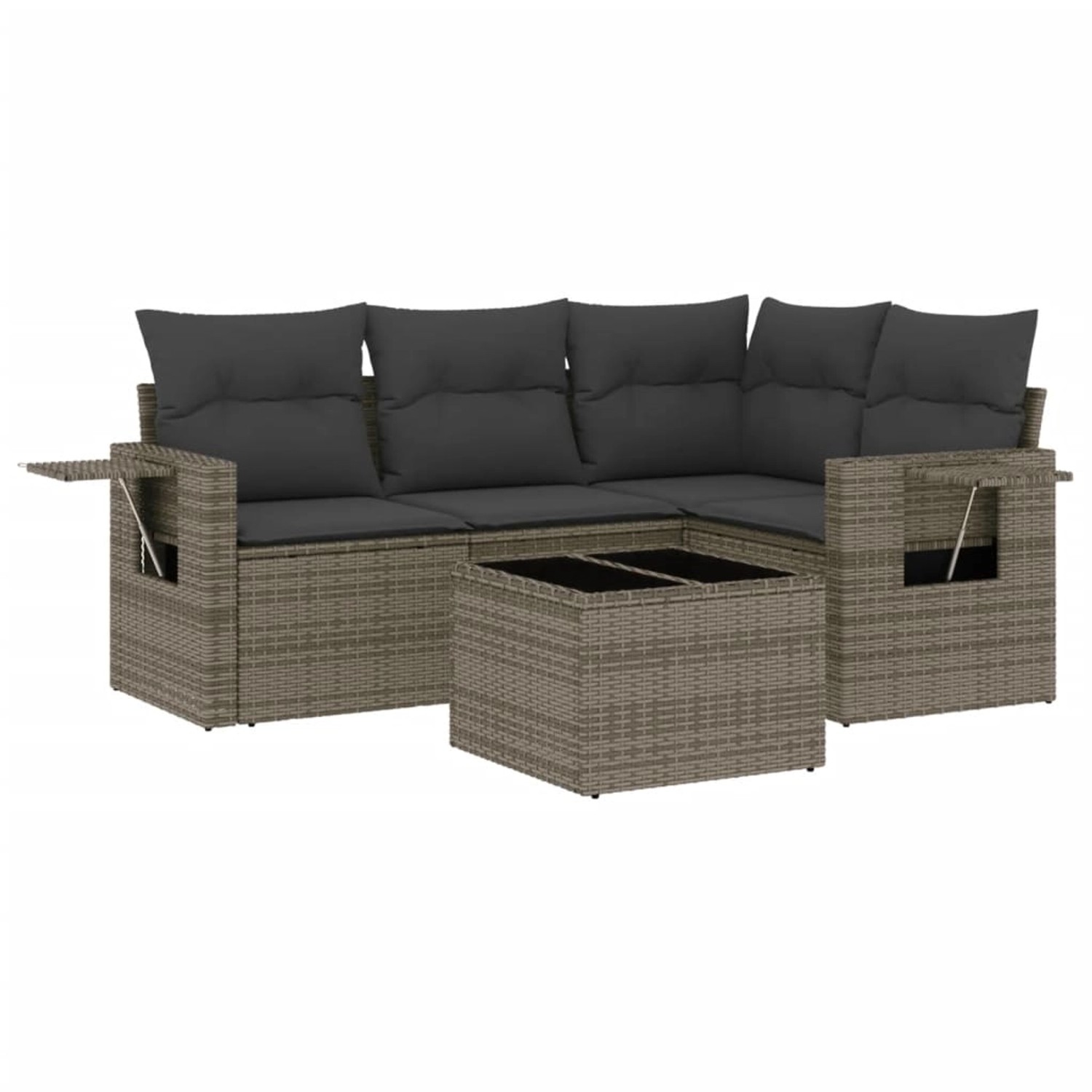 vidaXL 5-Tlg Garten-Sofagarnitur mit Kissen Grau Poly Rattan 3252457 günstig online kaufen