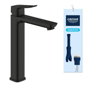 Grohe Dice XL Einhand-Waschtischarmatur in Mattschwarz für freistehende Waschbecken, inkl. Installationswerkzeug.