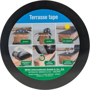 SPAX® Tape 87 PE, selbstklebend, 87 mm x 30 m Rolle für Terrassendielen. Schützt vor Feuchtigkeit.