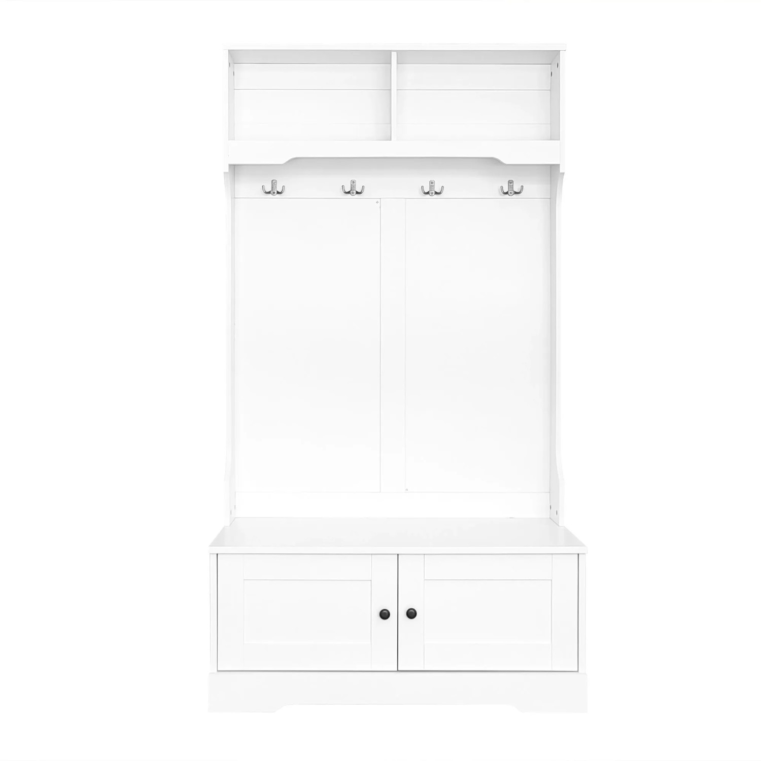 Merax Garderobe mit Sitzbank Schuhschrank 4 Haken Weiß