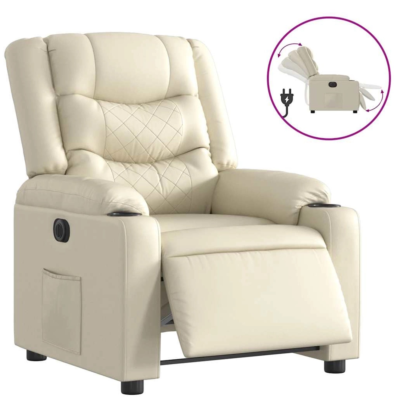 vidaXL Relaxsessel Elektrisch Creme Kunstleder 3206544 günstig online kaufen