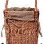 Kaminholzwagen aus Weide mit Rädern und Jute-Auskleidung für Kaminholz Zubehör.