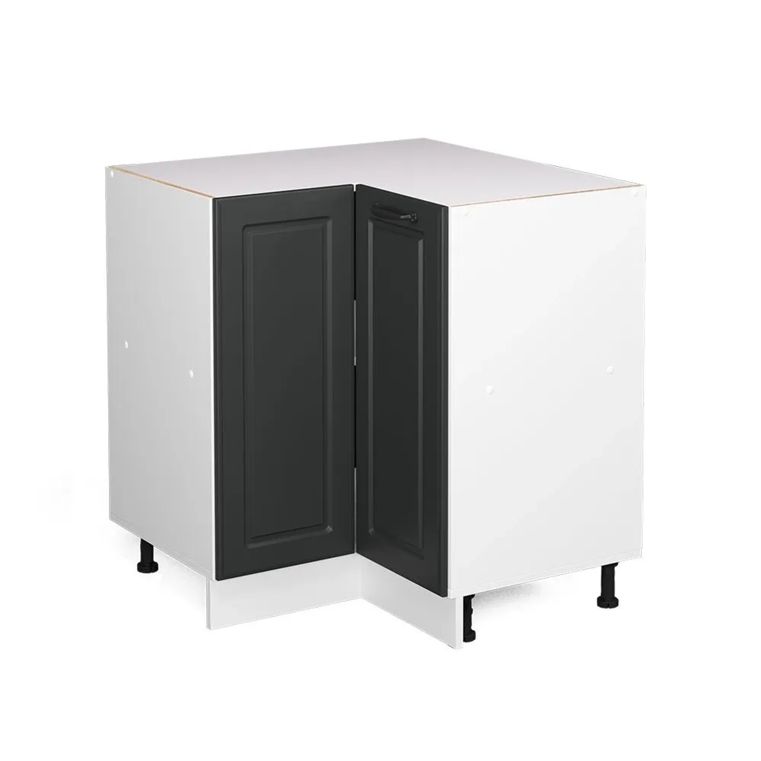 Vicco Eckunterschrank R-Line Anthrazit Landhaus Weiß 76 cm ohne Arbeitsplatte