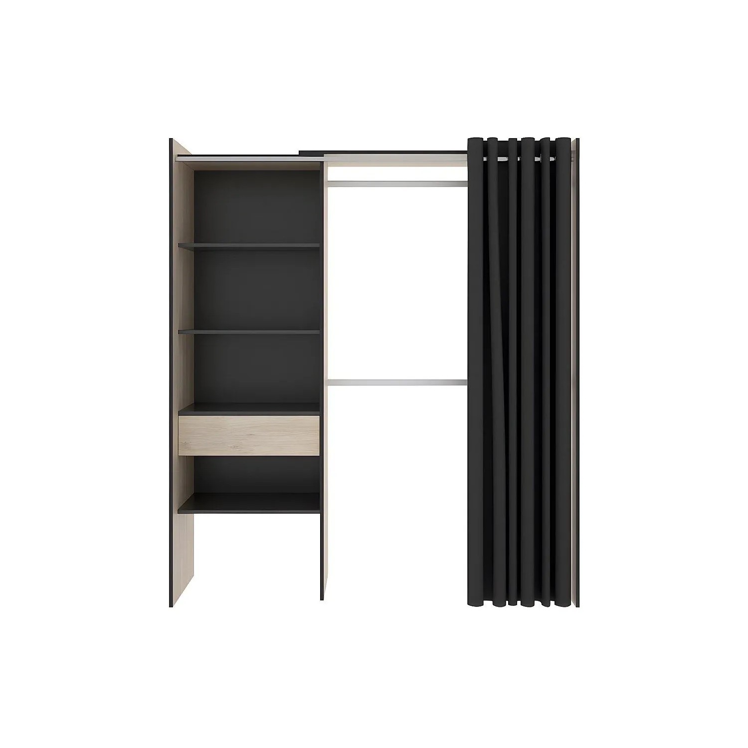 Vente-unique Offener Kleiderschrank Laurent Anthrazitgrau 110 cm  160 cm