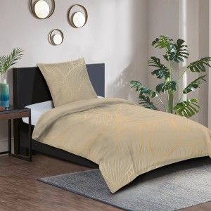 Beige SANILO Bettwäsche Hosta mit Blattmuster, 2-teilig. Dekorative Baumwoll-Bettwäsche für Schlafzimmer.