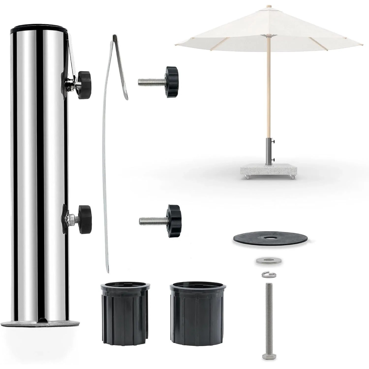 osoltus Edelstahl Universal Standrohr zu Granit Schirmständer 30 40kg mit Schutz