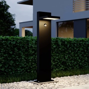 Lucande LED Außenleuchte Silvan 9619177 mit Bewegungsmelder Spritzwassergeschützt Modern in Schwarz aus Aluminium 1-flammig