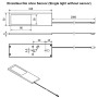 Technische Zeichnung der flachen SOTECH LED Unterbauleuchte Giulia II ohne Sensor, silbergrau, mit Abmessungen.