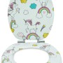 Sanfino WC-Sitz Unicorns: Toilettendeckel mit Absenkautomatik, Holz, Einhorn-Motiv.