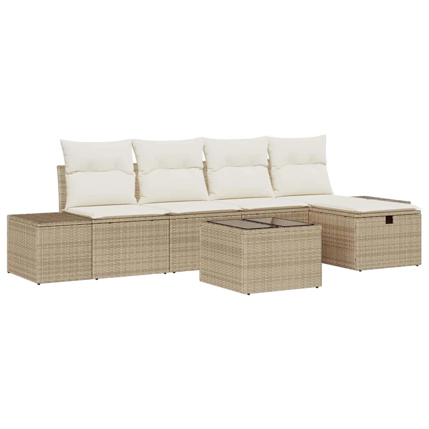 vidaXL Garten-Sofa-Set mit Kissen 6-Tlg Beige Poly Rattan 3359370 günstig online kaufen