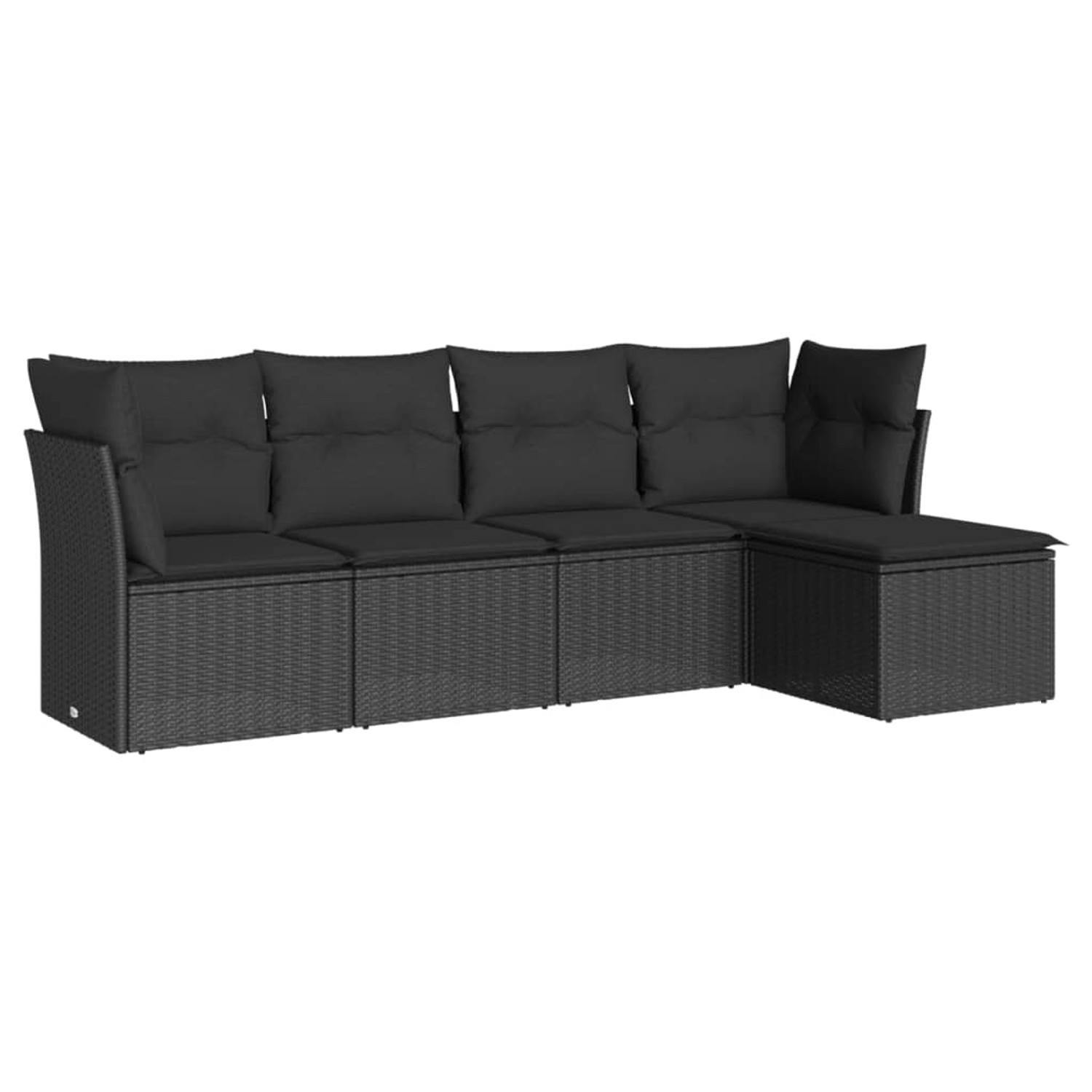 vidaXL 5-tlg Garten-Sofagarnitur mit Kissen Schwarz Poly Rattan Modell 21