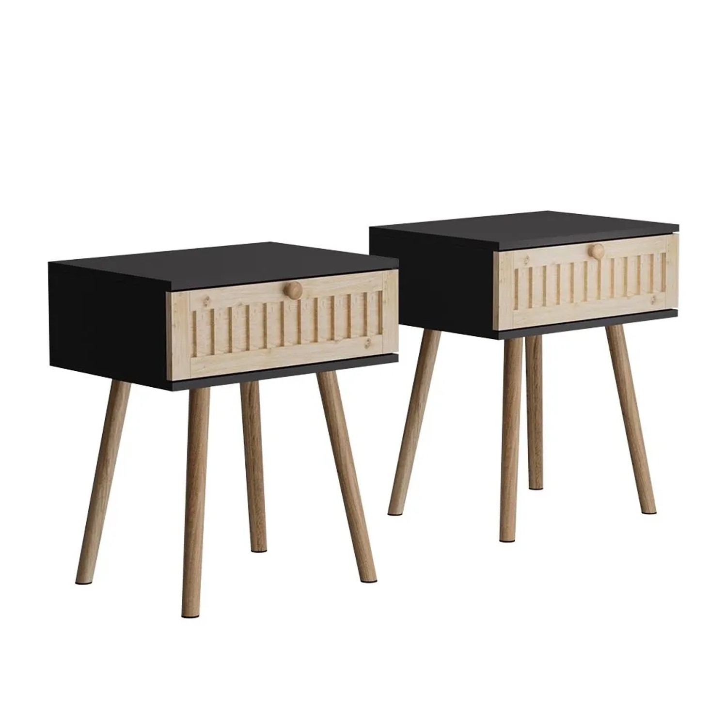 Vicco Nachttisch Holk Anthrazit Kiefer 40 x 47 2-er Set