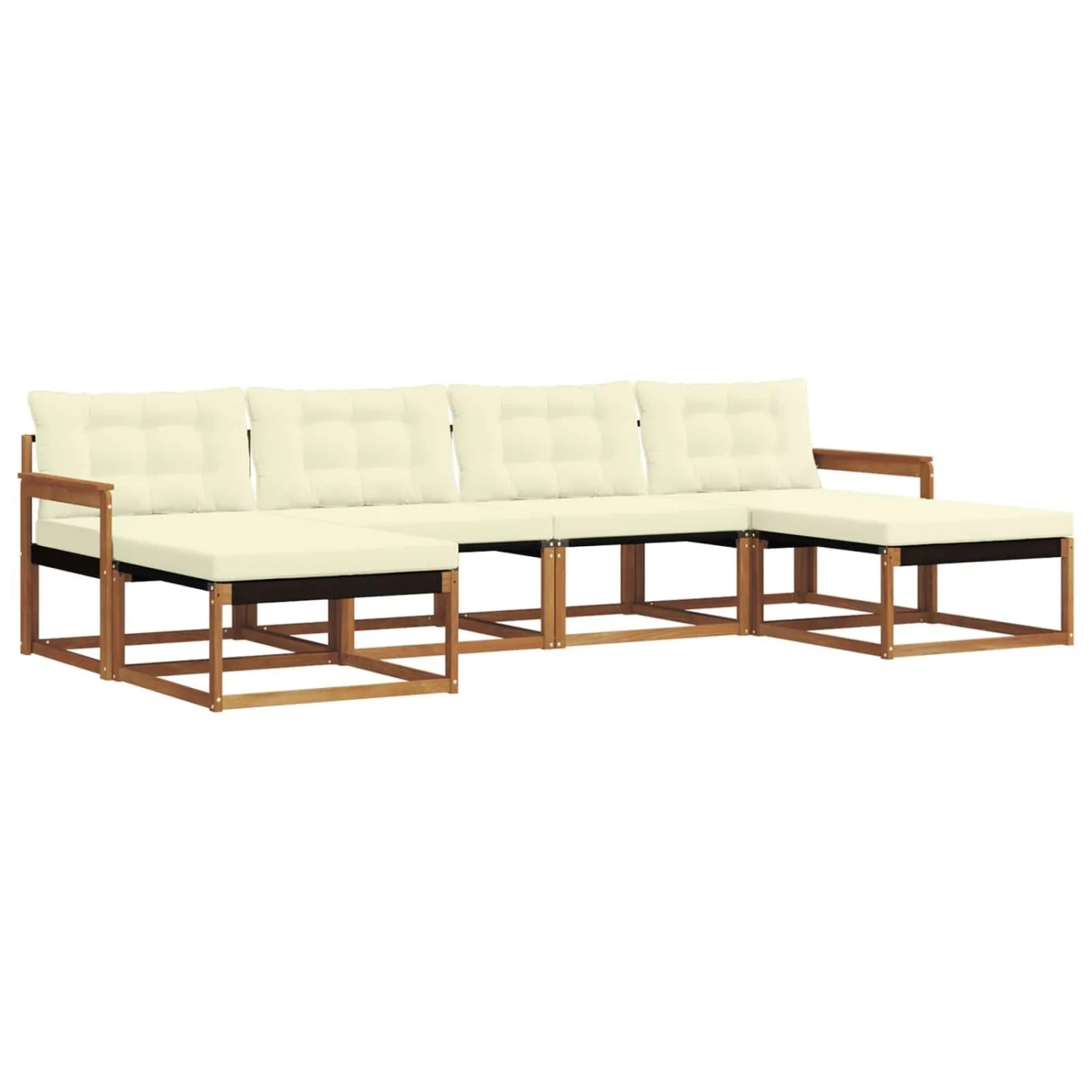 vidaXL Outdoor-Sofagarnitur mit Kissen 6-Tlg Natur und Creme 3369713