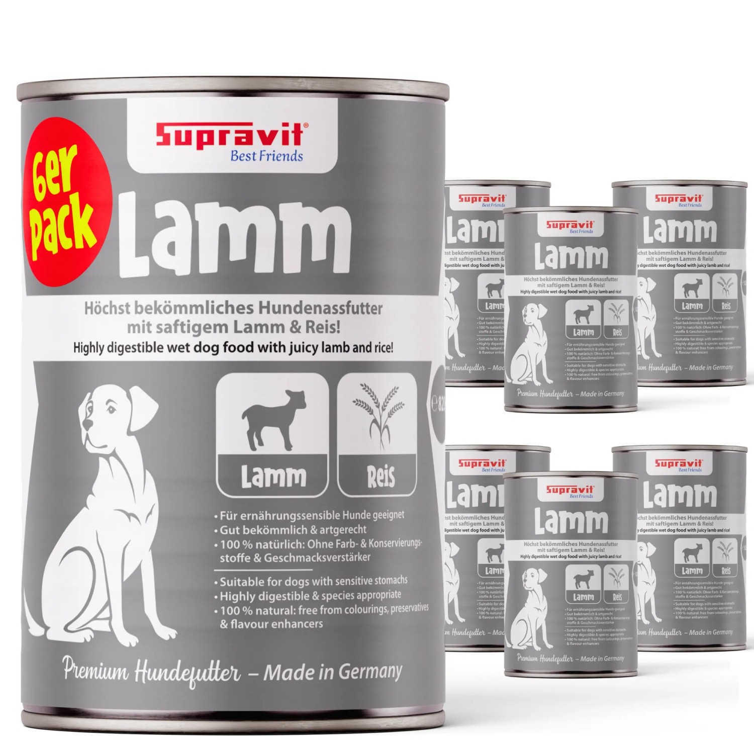 Supravit Hundenassfutter mit Lamm und Reis