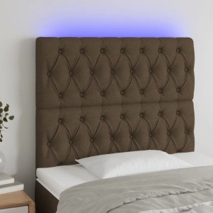 vidaXL LED Kopfteil Dunkelbraun 90x7x118/128 cm Stoff 3122745
