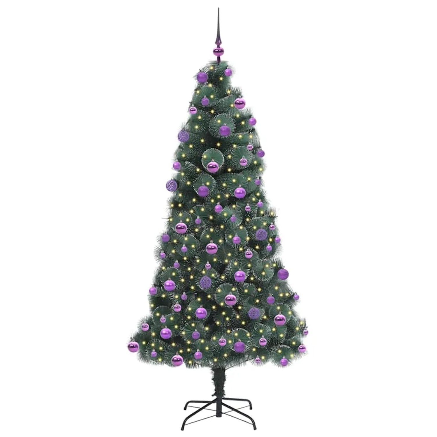 vidaXL Künstlicher Vorbeleuchteter Weihnachtsbaum mit Kugelset 210 cm 3396184