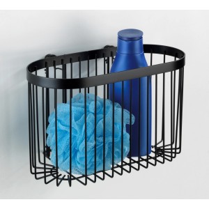 Wenko Wandablage Classic Plus Black, Stahl, mit Duschgel und Badeschwamm. Badregal zur Wandmontage, schwarz.