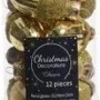 12 goldene Glas-Eicheln als Christbaumschmuck im Set. Glänzend und matt mit Glitter für festliche Weihnachtsdeko.